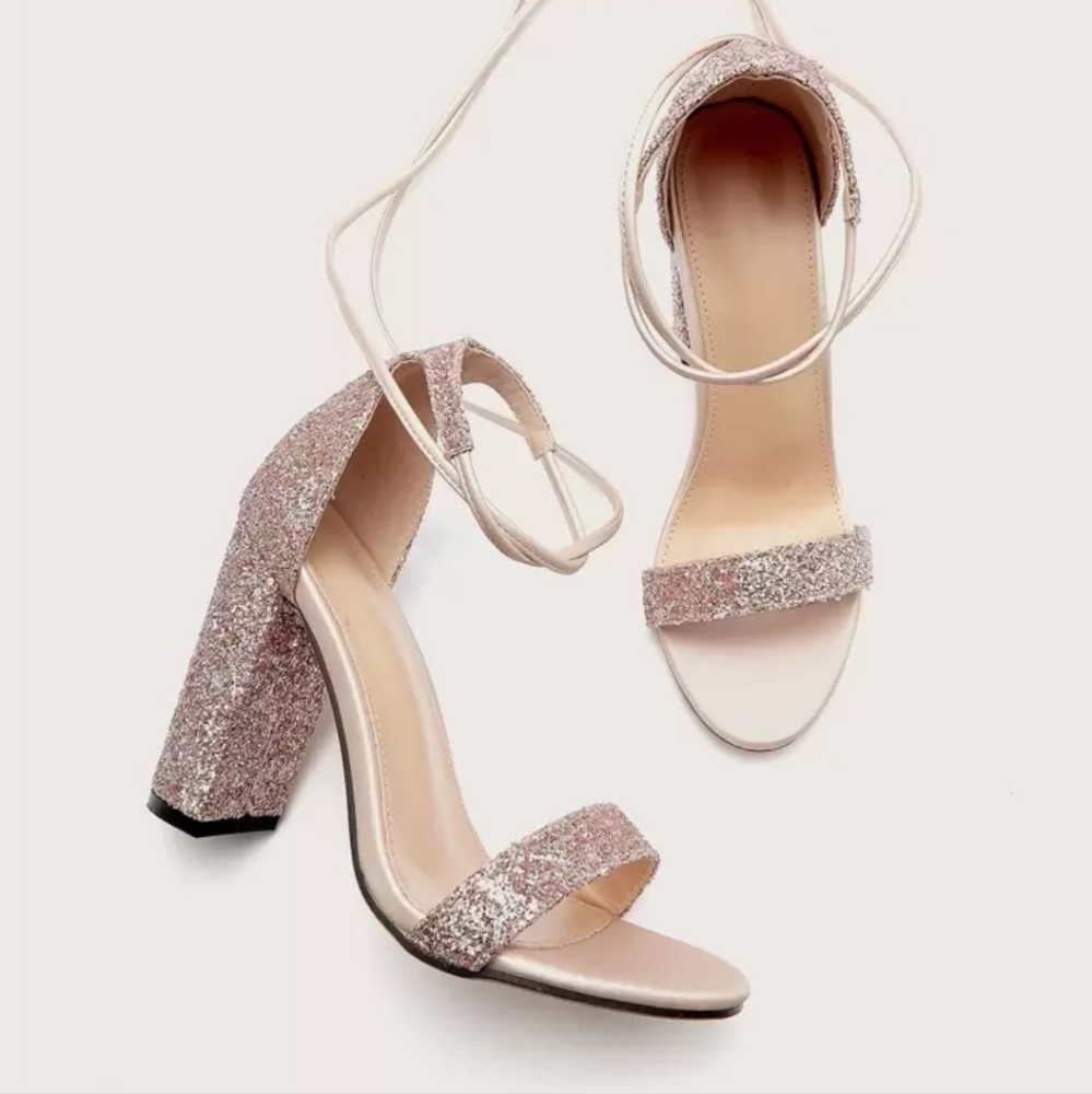 SHEIN Pink Glitter Heels - Picture 3 of 6